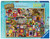 The Craft Cupboard 1000pc front of puzzle box, light blue box,  featuring bright colored pencils, yarn baskets, embroidered letters, spinning wheel, and much more