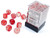 Nebula Luminary Red/Silver Six-Sided Dice—several in front of plastic packaging