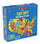 Scholastic USA Map Puzzle 100pc, blue box with a map of the USA with state names and images of what that state may be known for 