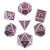 Amethyst Dragon, Metal Dice Set- silver numbers and edges with pink/purple scales
