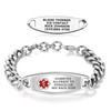 Divoti Steelman adjustable medical ID bracelet for men featuring a bold stainless steel curb chain and dual-sided custom engraved alert tag