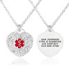 Divoti Custom Engraved Filigree Heart Medical Alert ID Necklace , w/Cable Chain — Style