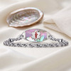 Divoti Pearl Inlay Medical Alert Bracelet - Silver Chain