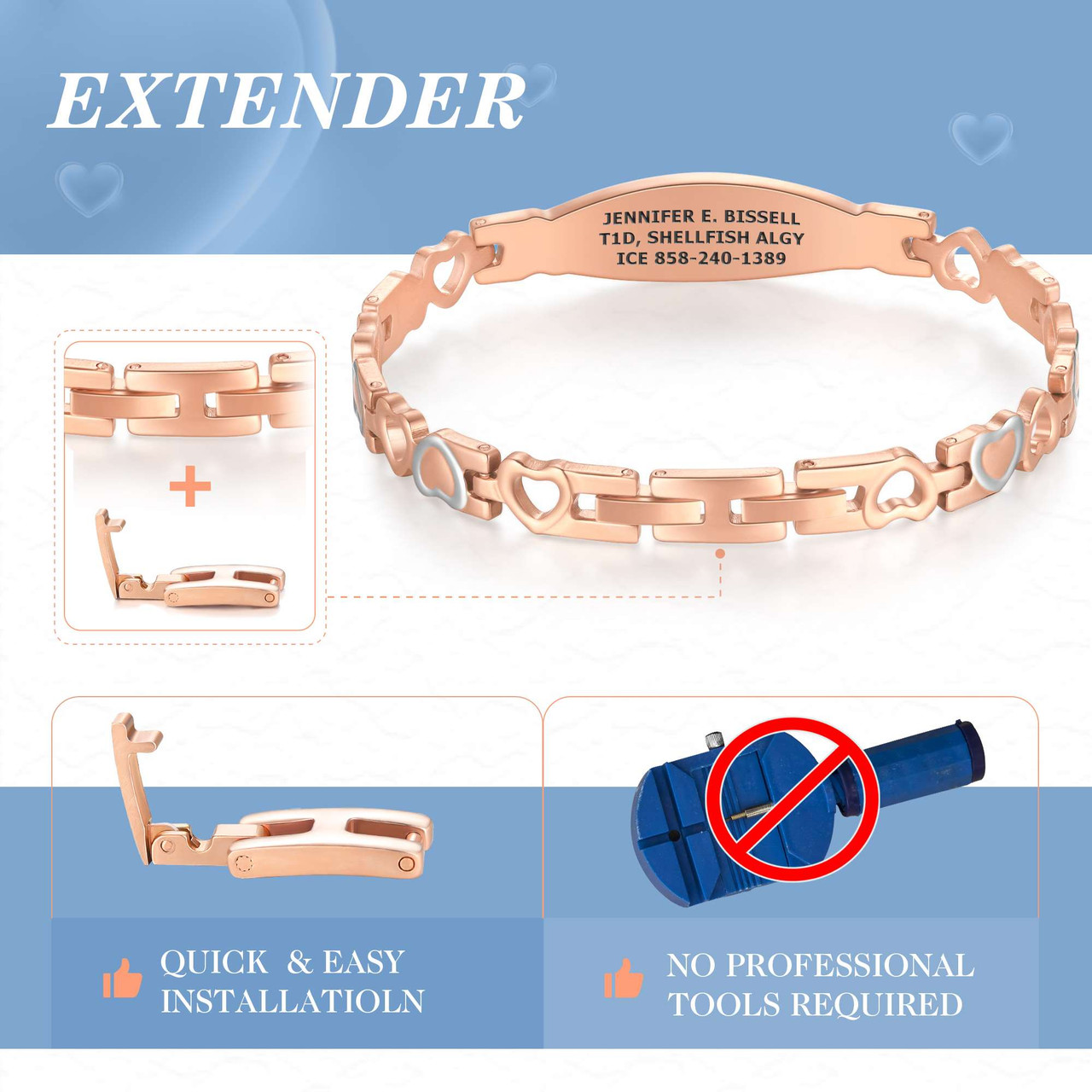 Rose Gold Magnetic Medical Id Bracelets Divoti Medical Alert