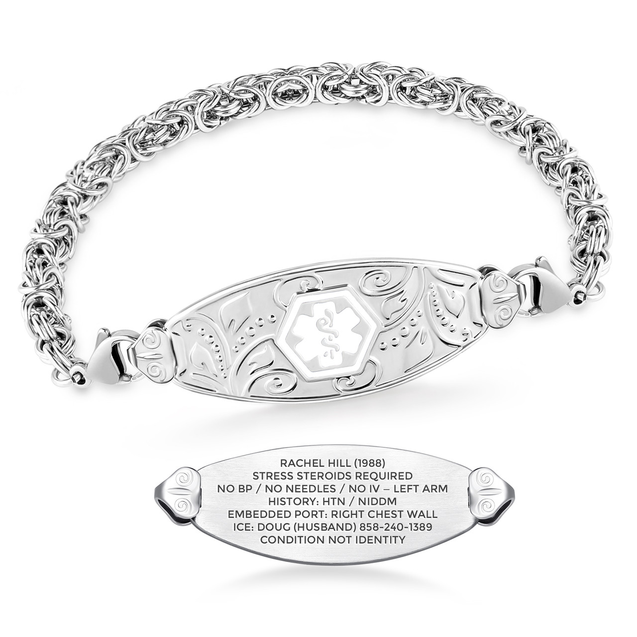 Medical ID - Classic Filigree Handmade Byzantine Medical ID Bracelet