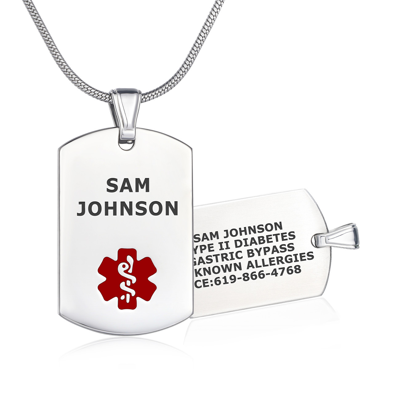 Medical ID - Polished Medical ID Necklace Medical ID - Polished Medical ID Necklace