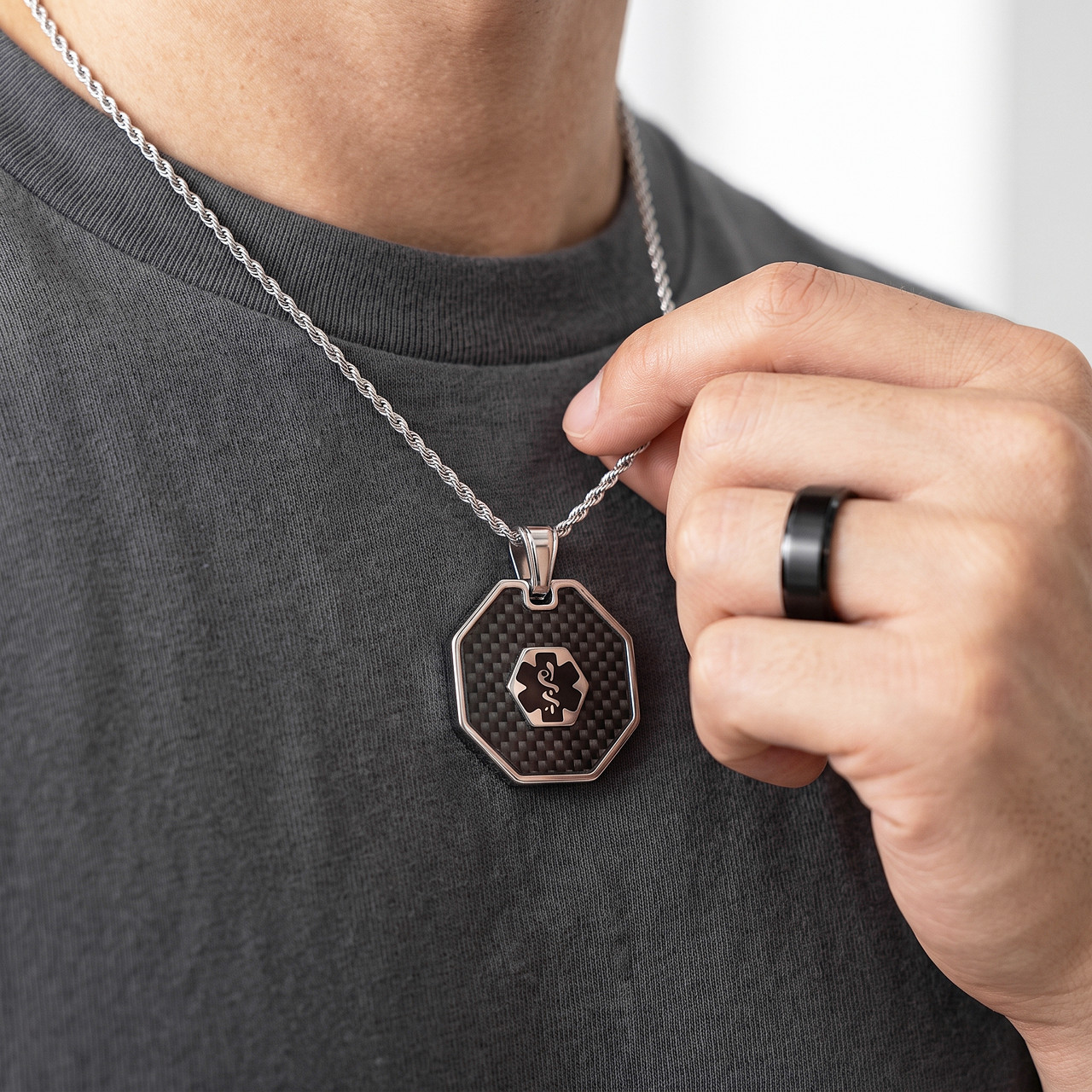 Medical ID - Luxe Carbon Fiber Medical ID Necklace