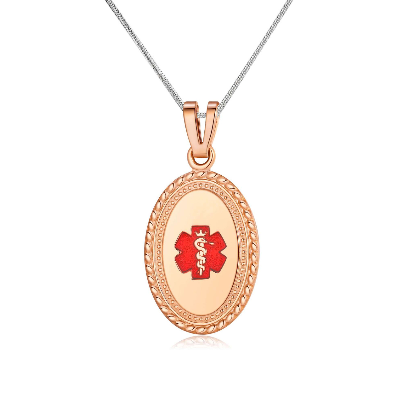 Medical ID Premier 2-Tone Gold Rose Gold Medical ID Necklace