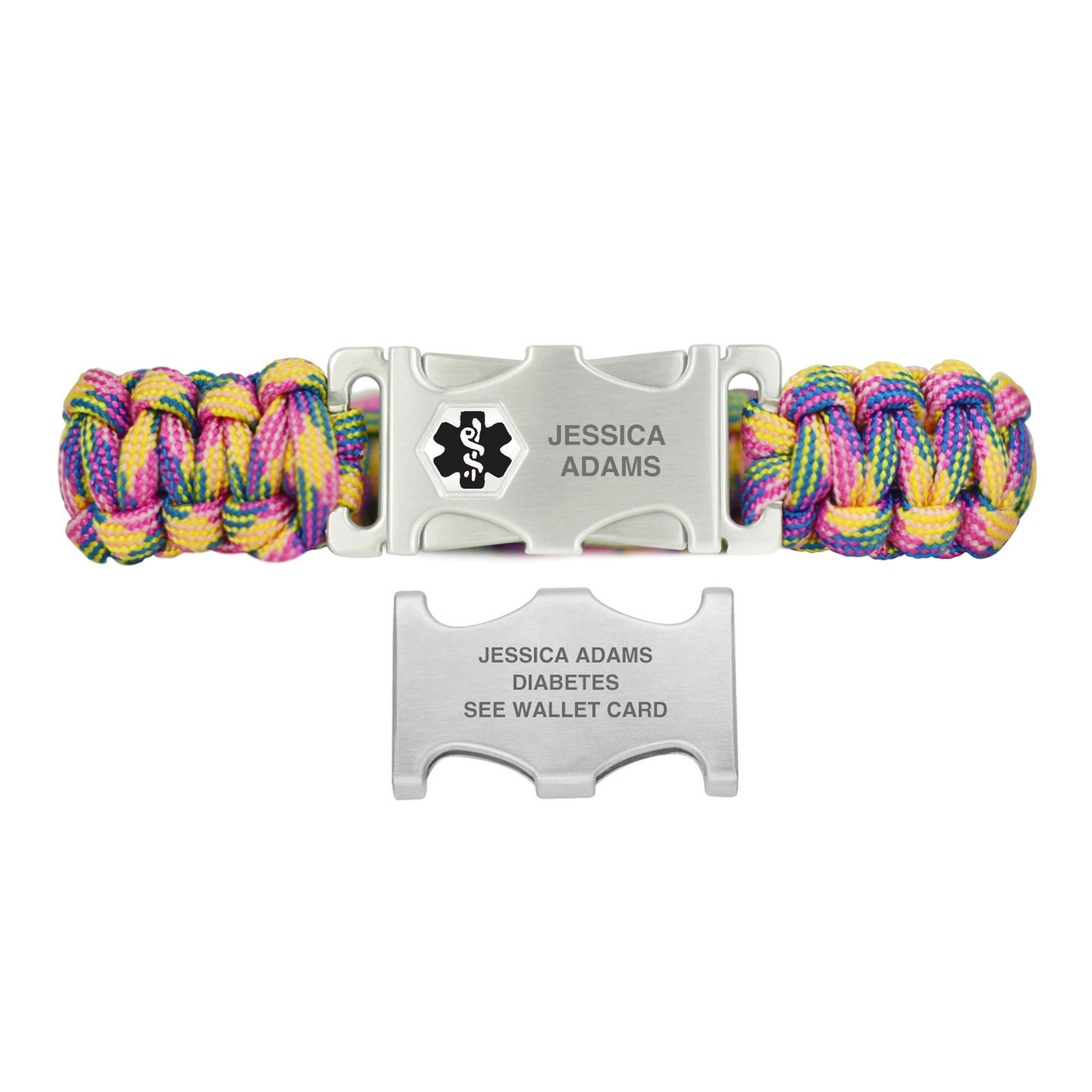 Medical ID Dual Release Red/Camo Pink Paracord Medical ID Bracelet