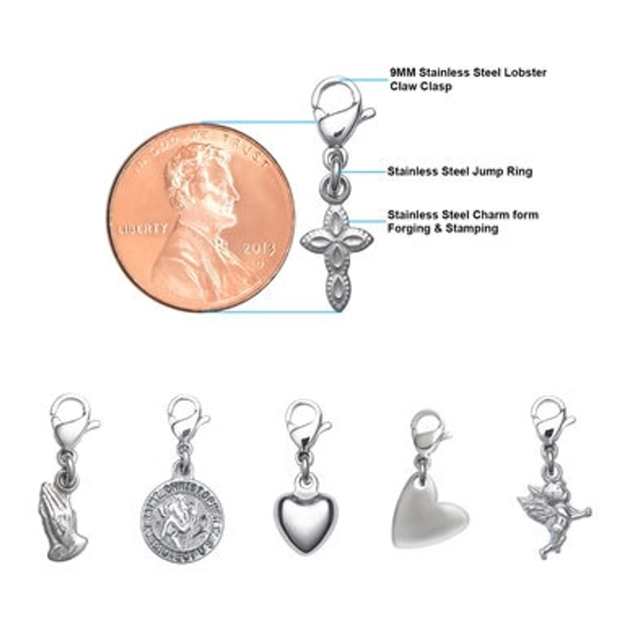 Sexy Sparkles Clip on Five Random Christmas Charms for European Jewelry  with Lobster Clasp