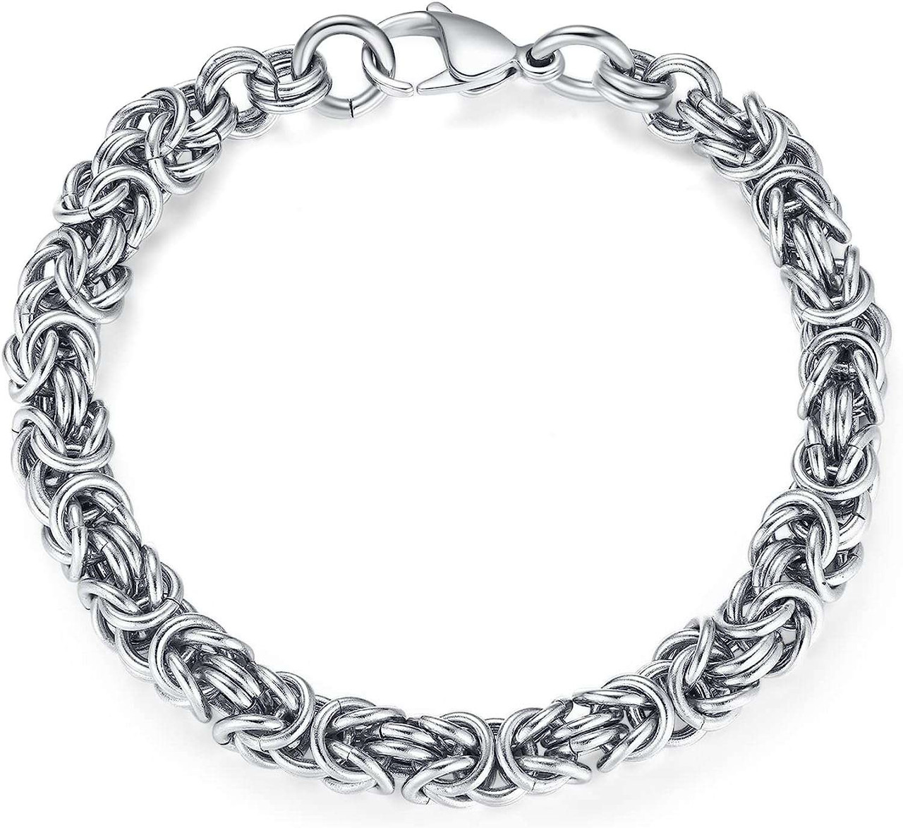 Men's Stainless Steel Bracelets - Handcrafted Byzantine Chain Bracelet