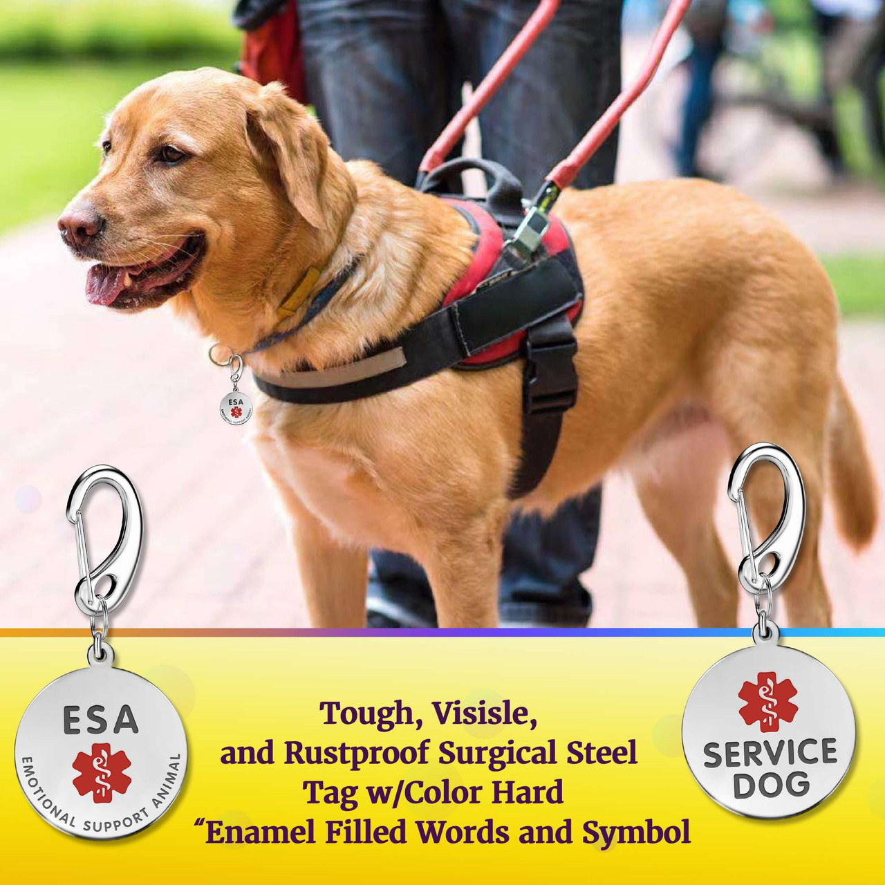 Emotional Support Dog Tag Durable and Visable Double-Sided