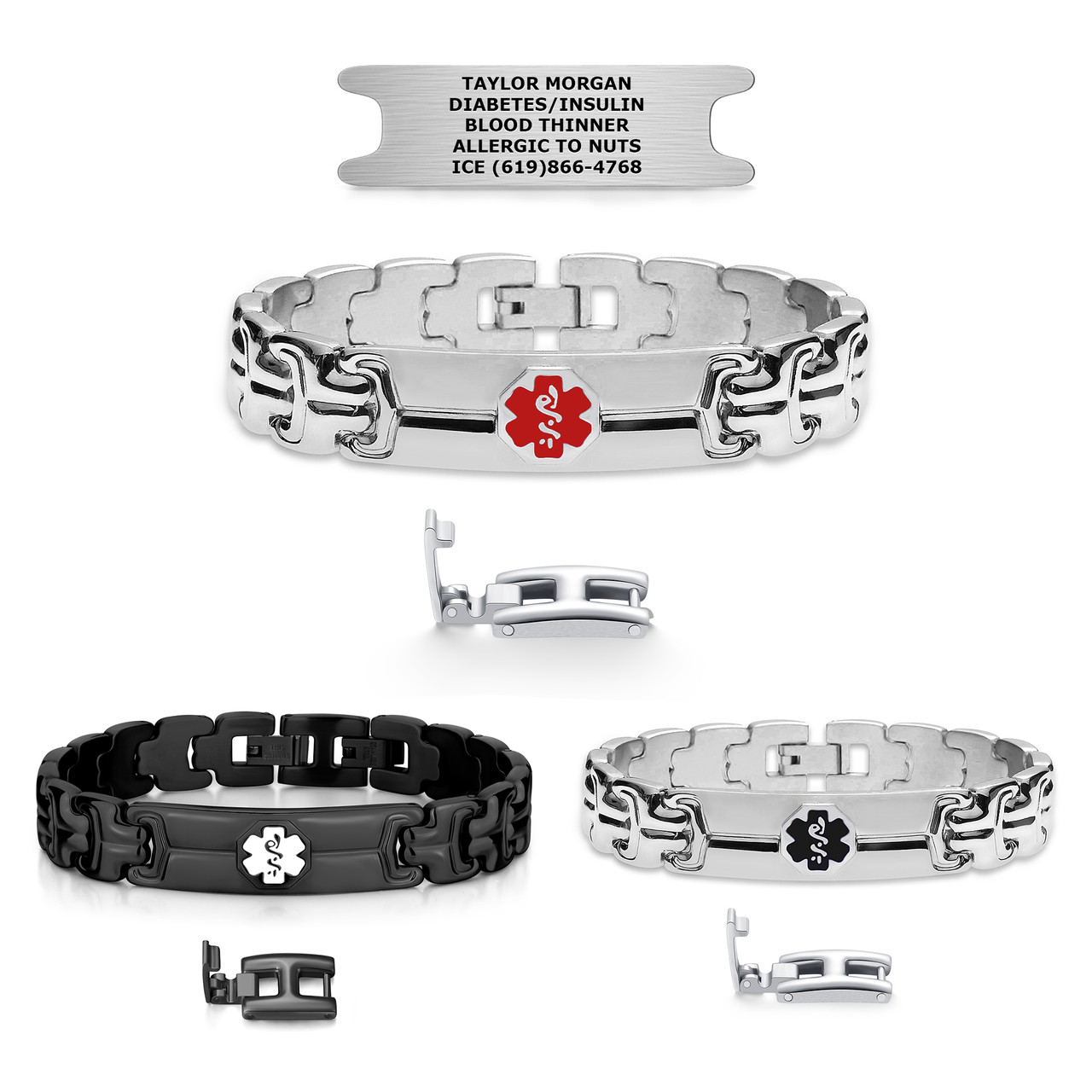 Medical ID - Double Ridge Link Medical ID Bracelet