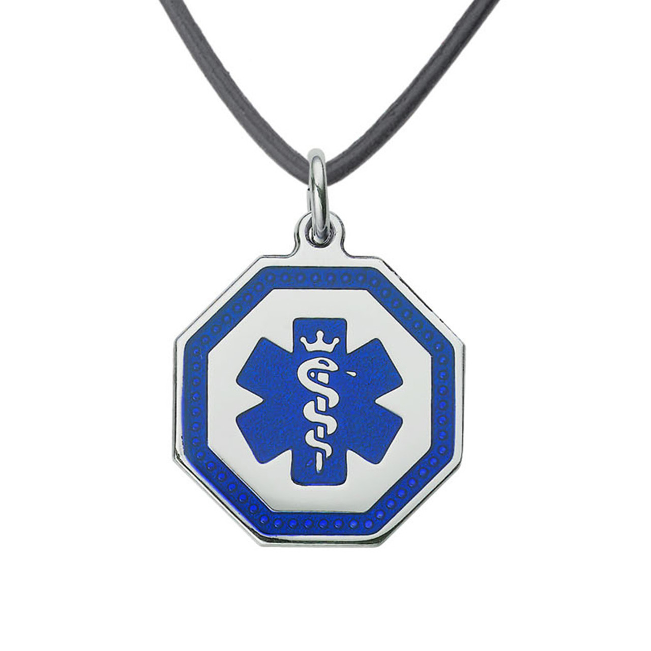 Premier Octagon and 20 Leather Cord Medical ID Necklace