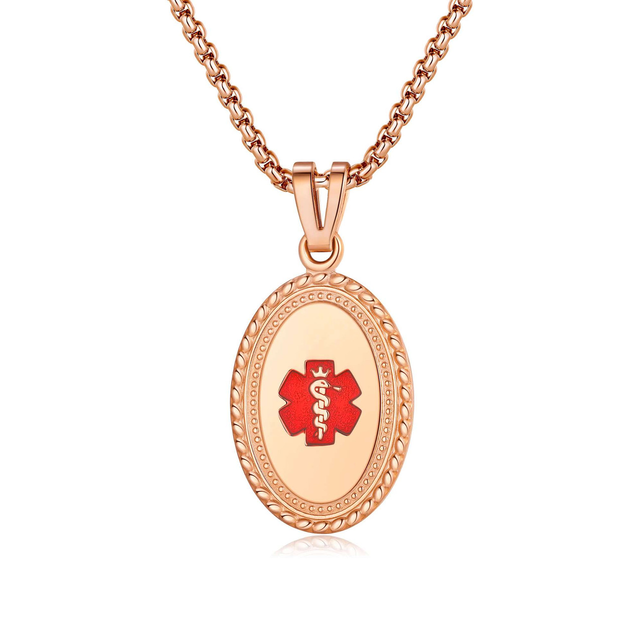 Medical ID PVD Rose Gold Premier Medical ID Necklace with