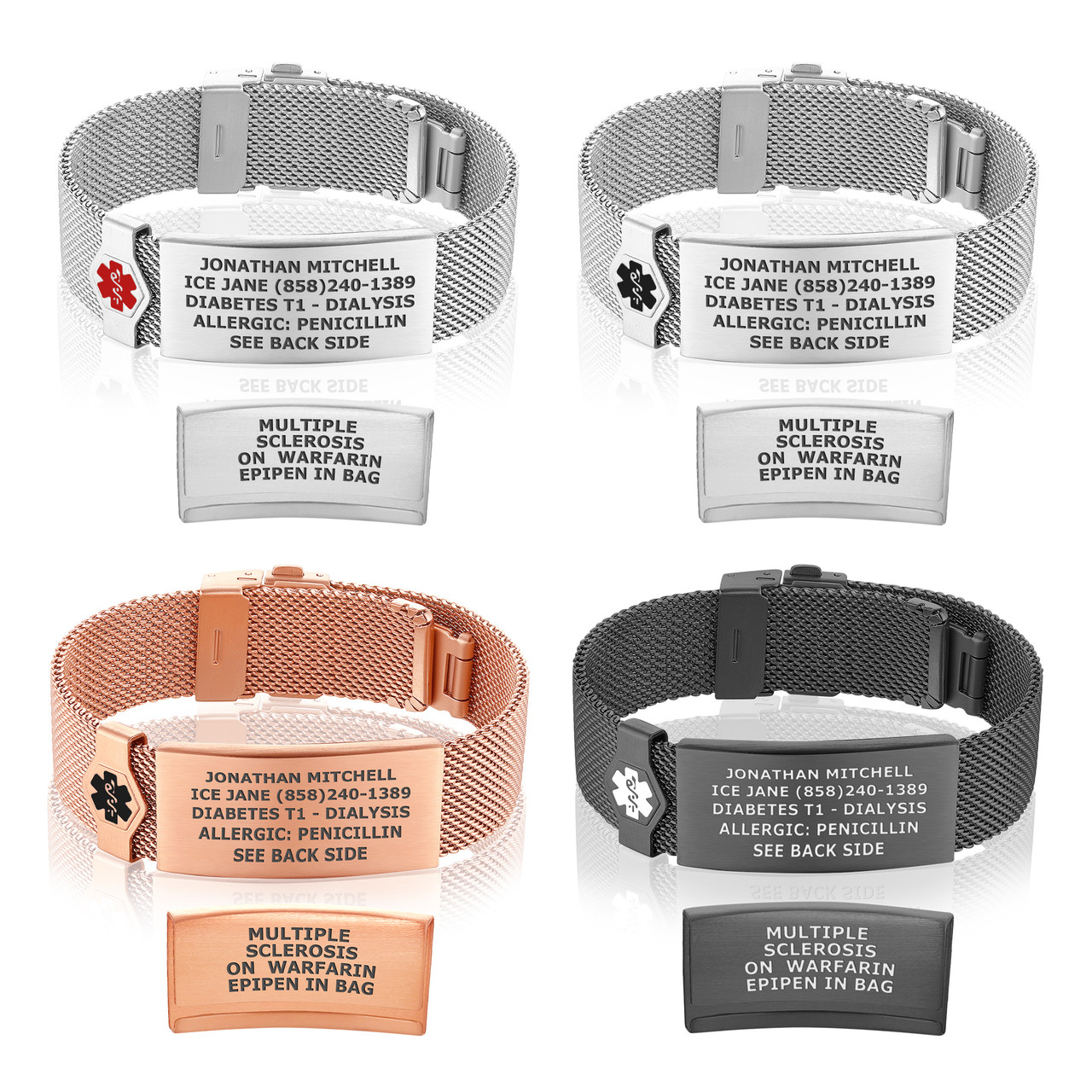 Milanese loop mesh medical alert bracelet
