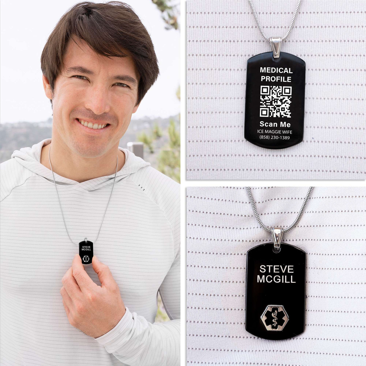Custom Engraved Free Diabetic Dog Tags Qr Code Diabetes Necklace