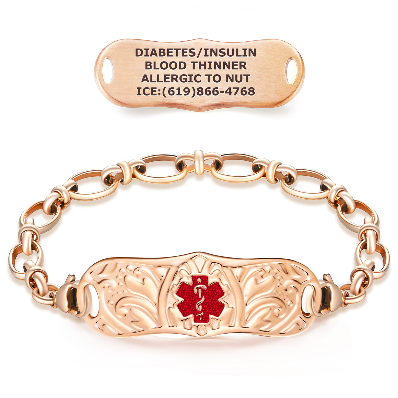 Id Bracelets Medical Identification Jewelry Jewelry Rose Gold