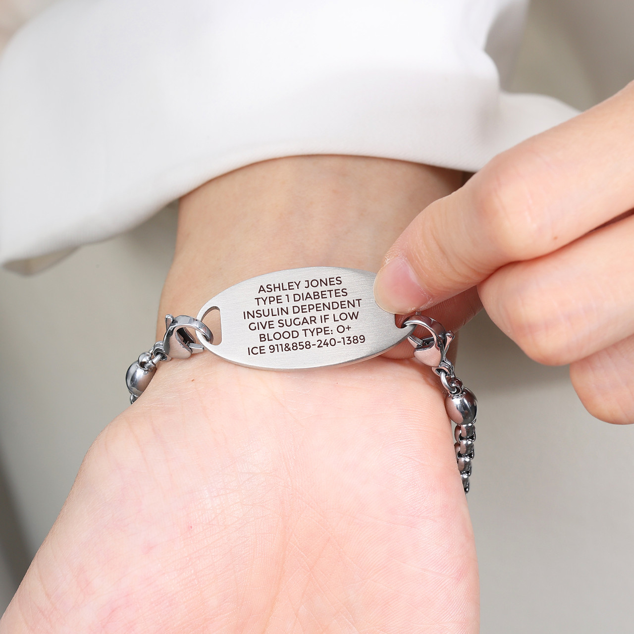 Medical ID - Compact Filigree Wheat Chain Medical ID Bracelet