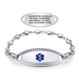 Divoti Custom Engraved Heart Link Medical Alert Bracelet - Premier Tag