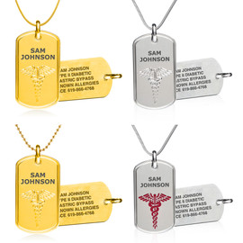Classic High Relief Medical ID Dog Tag Necklace