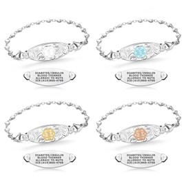 Classic Filigree Heart Link Medical ID Bracelet