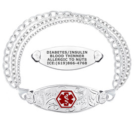 Lovely Filigree and Tri-strand Medical ID Bracelet