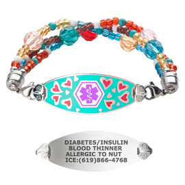 Divoti Custom Engraved Tri-Strand Medical Alert Bracelet - Loving Heart Tag