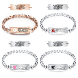 Rect Classic Elegant Rolo Medical ID Bracelet
