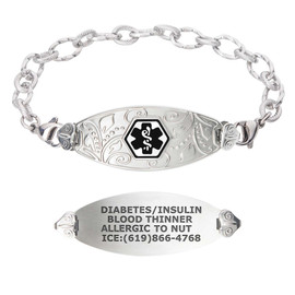 Lovely Filigree and Ridged Stainless Medical ID Bracelet Lovely Filigree and Ridged Stainless Medical ID Bracelet 5620 37.99 $ physical Medical Bracelets Divoti New Divoti Inc.