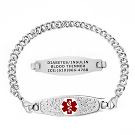 Divoti Custom Engraved Knot Link Medical Alert Bracelet - Olive Tag