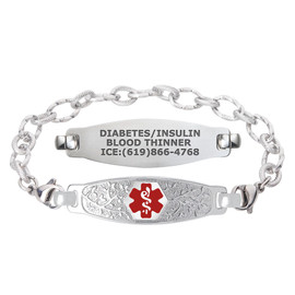 Divoti Custom Engraved Ridged Link Medical Alert Bracelet - Olive Tag