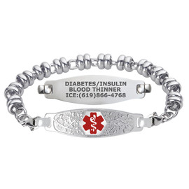 Divoti Custom Engraved Wrapped Link Medical Alert Bracelet - Olive Tag