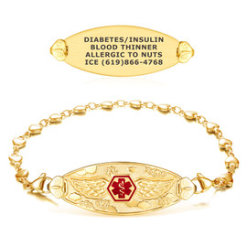 Angel Wing and Heart Link Medical ID Bracelet, Gold Tone Angel Wing and Heart Link Medical ID Bracelet, Gold Tone 13150 42.99 $ physical Featured Products Divoti New Divoti Inc.