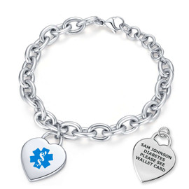 Heart Charm Curb Chain Medical ID Bracelet, Adjustable Heart Charm Curb Chain Medical ID Bracelet, Adjustable 1218S 28.99 $ physical Medical Bracelets Divoti New Divoti Inc.