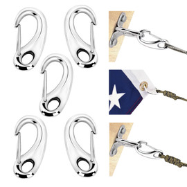 Heavy Duty Forged Stainless Steel 316 Spring Gate Snap Hook Clips 2" - 5 Pieces