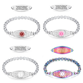Lovely Filigree Elegant Rolo Medical ID Bracelet