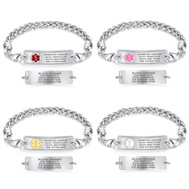 Rect Classic Wheat Chain Medical ID Bracelet