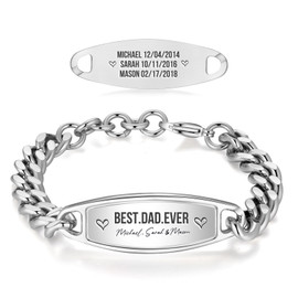 Personalized Engraved Stainless Steel Bracelets for Men – Thoughtful Gifts for Dad, Husband, or Son