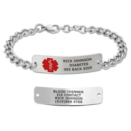 Divoti Custom Engraved Curb Link Medical Alert Bracelet - Original Classic Tag