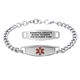 Divoti Custom Engraved Curb Link Medical Alert Bracelet - Classic Tag