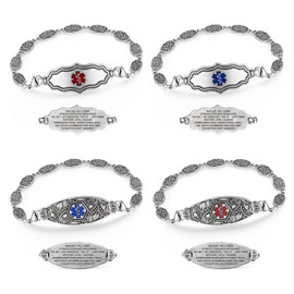 Heritage Silver Classic Filigree Medical ID Bracelet
