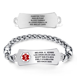 Arc Tag and Wheat Chain Medical ID Bracelet