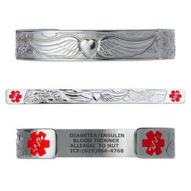 Angel Wing Medical ID Cuff, Adjustable (fits 6.5-8.0") Angel Wing Medical ID Cuff, Adjustable (fits 6.5-8.0") 5330 36.99 $ physical Medical Bracelets Divoti New Divoti Inc.