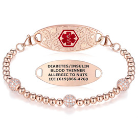 Rose Gold Lovely Filigree and Pave Crystal Bead Medical ID Bracelet Rose Gold Lovely Filigree and Pave Crystal Bead Medical ID Bracelet 13457 55.99 $ physical FASHION IDs Divoti New Divoti Inc.