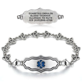 Heritage Silver Trinity Knot  Medical ID Bracelet