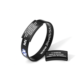 Divoti Ultra-Sleek Custom Engraved 13-mm Wide Silicone Sport Medical ID Wristband for Athletes