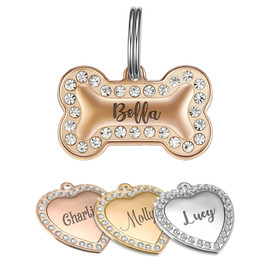 Leash King Custom Engraved Stainless–Steel Bling Pet ID Jewelry Tags for Dogs and Cats – Style