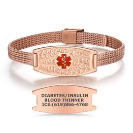 Divoti Custom Engraved Olive Rolled Mesh Medical Alert Bracelet with Safety Clasp – Fit Wrist Sizes 5.5-8.0” – Color