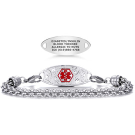 Divoti Premium Custom Engraved Medical Alert Bracelet for Women - Luxurious Stainless Steel Emergency ID Jewelry